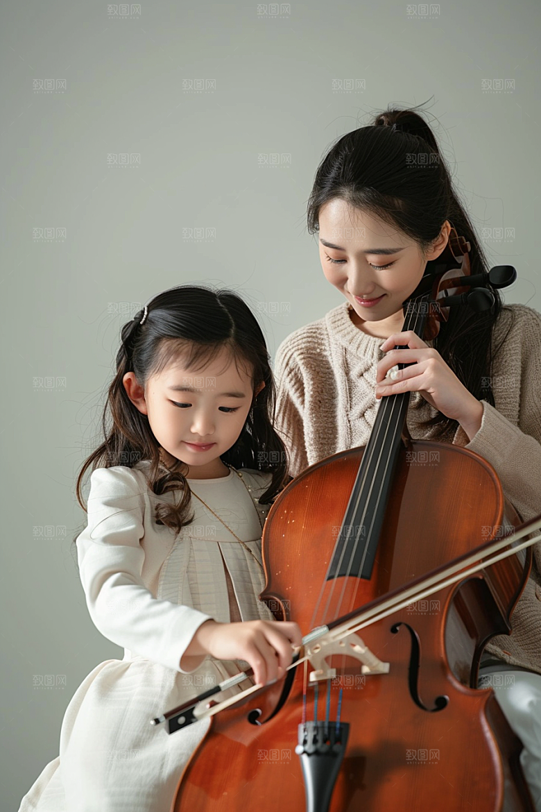 儿童大提琴培训演奏高清摄影图