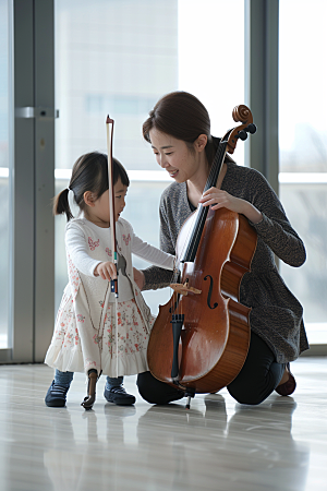 儿童大提琴培训乐器高清摄影图