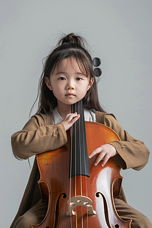 儿童大提琴培训乐器学习摄影图