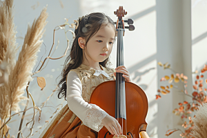 儿童大提琴培训学习高清摄影图