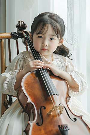 儿童大提琴培训弦乐高清摄影图