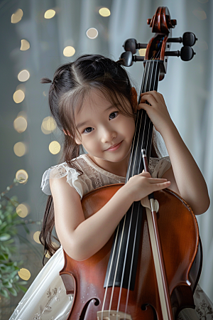 儿童大提琴培训音乐课教学摄影图