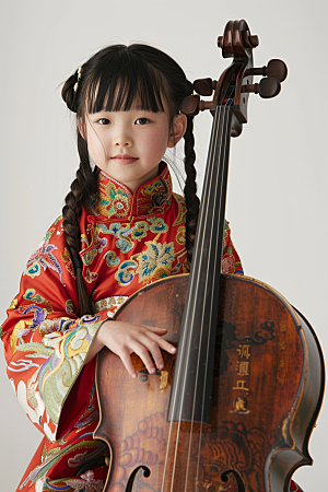 儿童大提琴培训弦乐高清摄影图