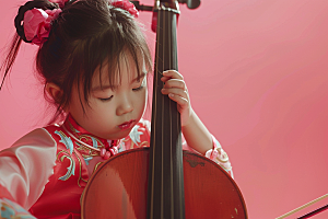 儿童大提琴培训弦乐教学摄影图