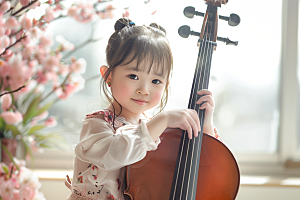 儿童大提琴培训高清弦乐摄影图
