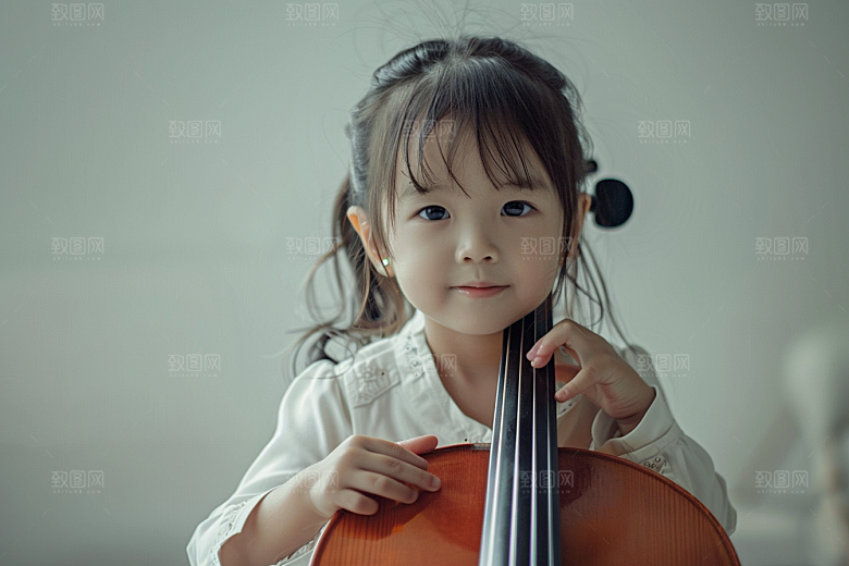 儿童大提琴培训教学演奏摄影图