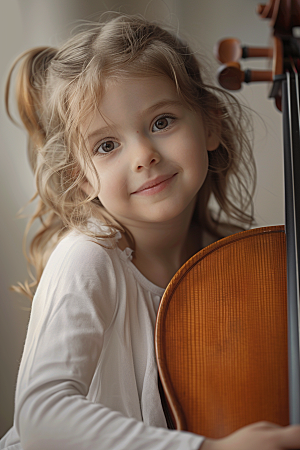 儿童大提琴培训高清演奏摄影图