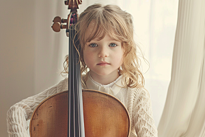 儿童大提琴培训演奏教学摄影图
