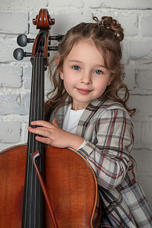 儿童大提琴培训演奏教学摄影图