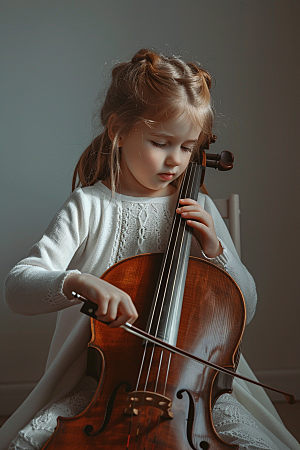 儿童大提琴培训弦乐演奏摄影图