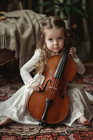 儿童大提琴培训教学乐器摄影图