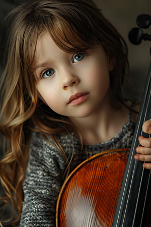 儿童大提琴培训弦乐乐器摄影图
