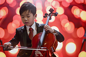 儿童大提琴培训教学音乐课摄影图