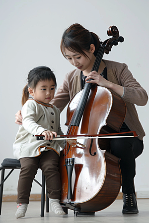 儿童大提琴培训教学高清摄影图