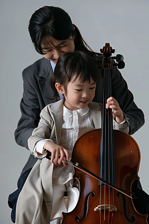 儿童大提琴培训乐器音乐课摄影图