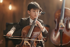儿童大提琴培训音乐课高清摄影图