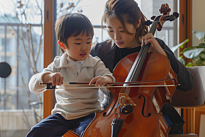 儿童大提琴培训音乐课乐器摄影图