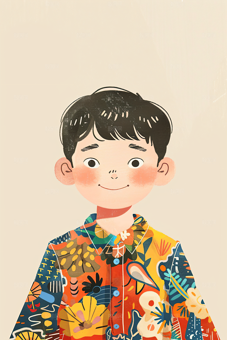 幸福童年高清简约插画