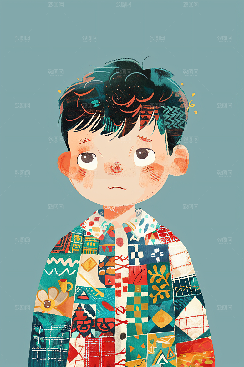 幸福童年快乐可爱插画
