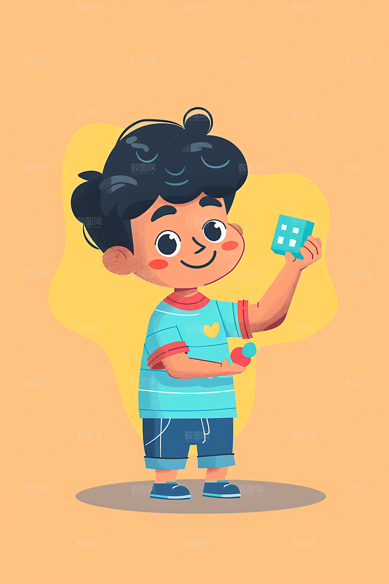 幸福童年人物简约插画