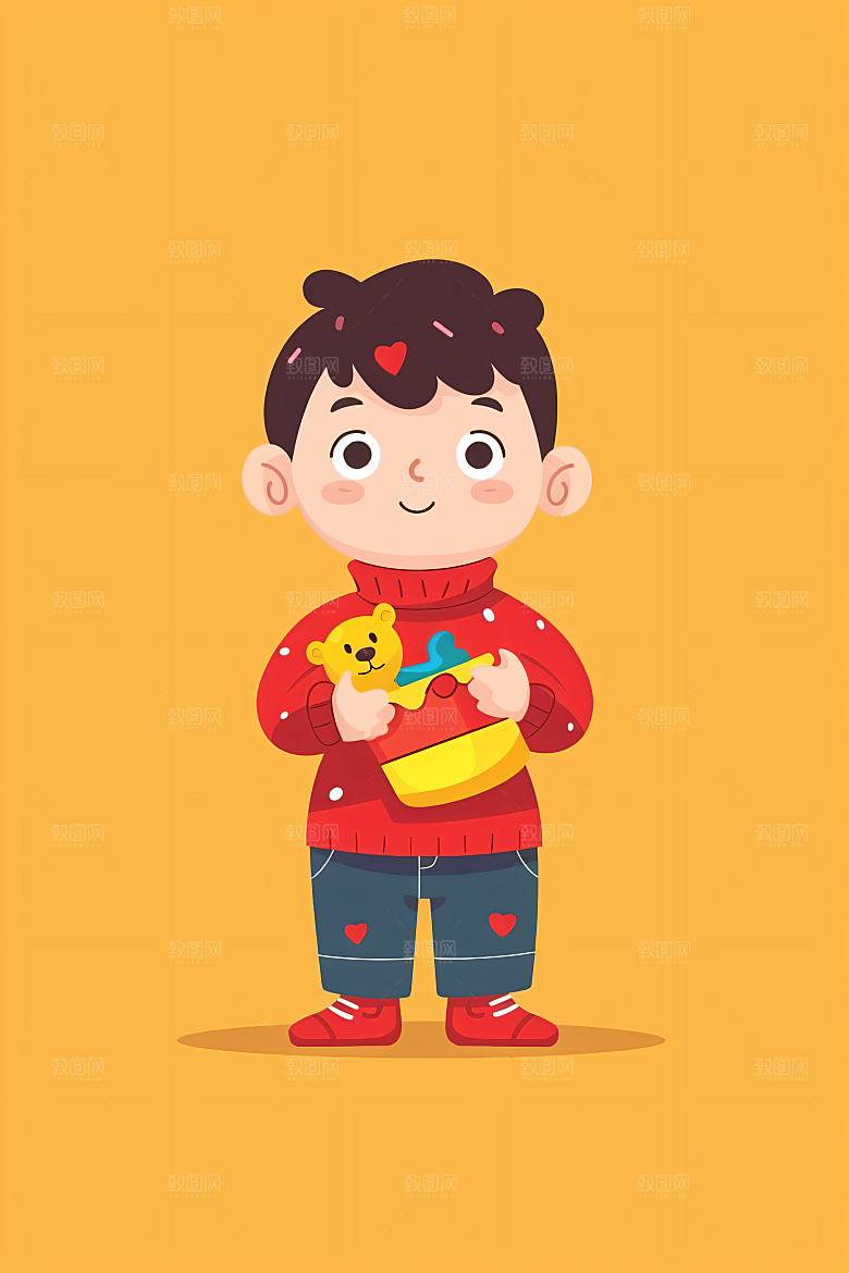幸福童年形象可爱插画