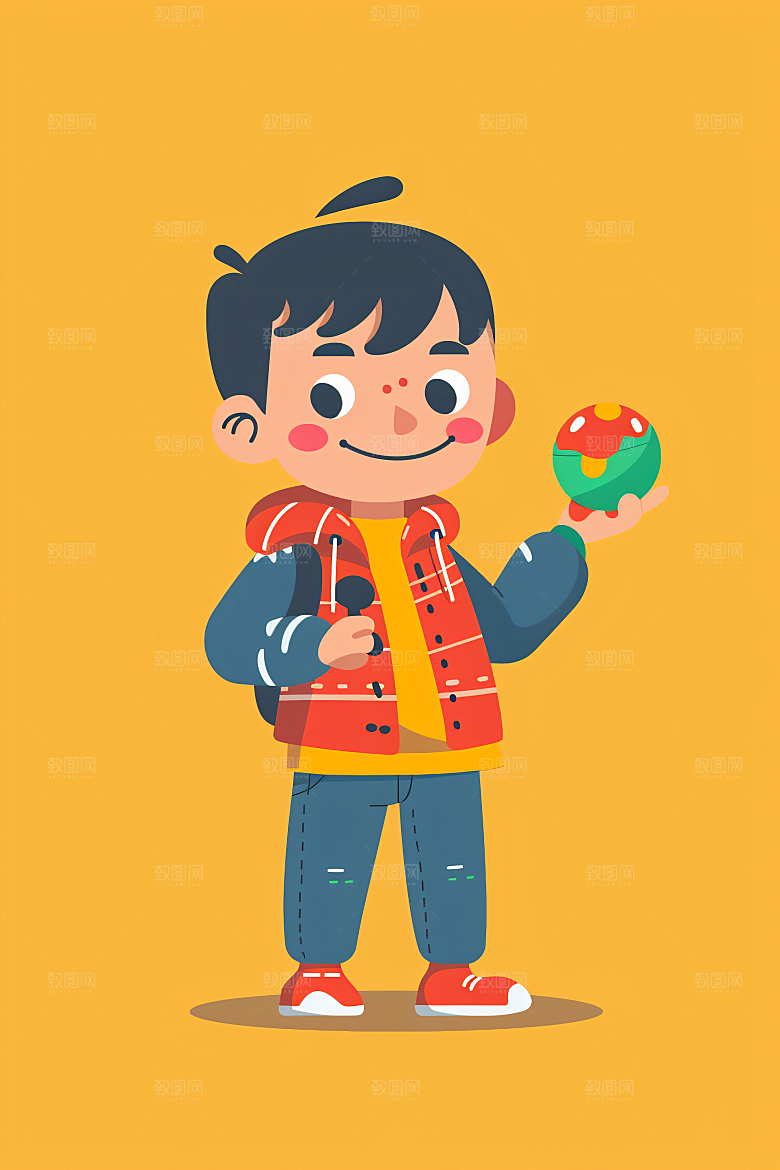 幸福童年童趣玩耍插画