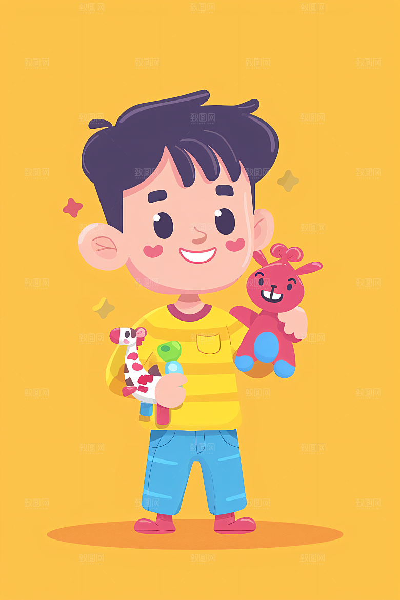 幸福童年儿童节清新插画