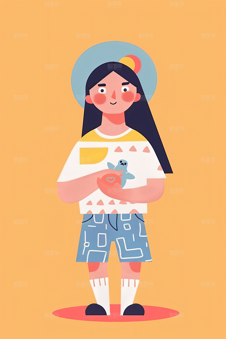 幸福童年人物儿童节插画