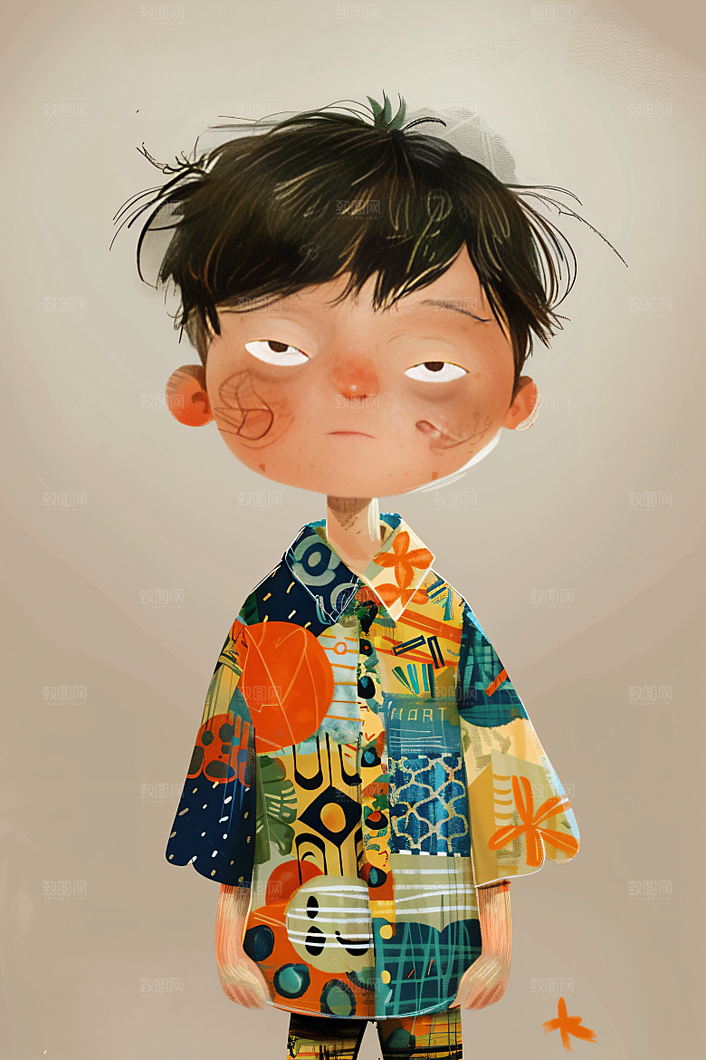 幸福童年快乐自然插画