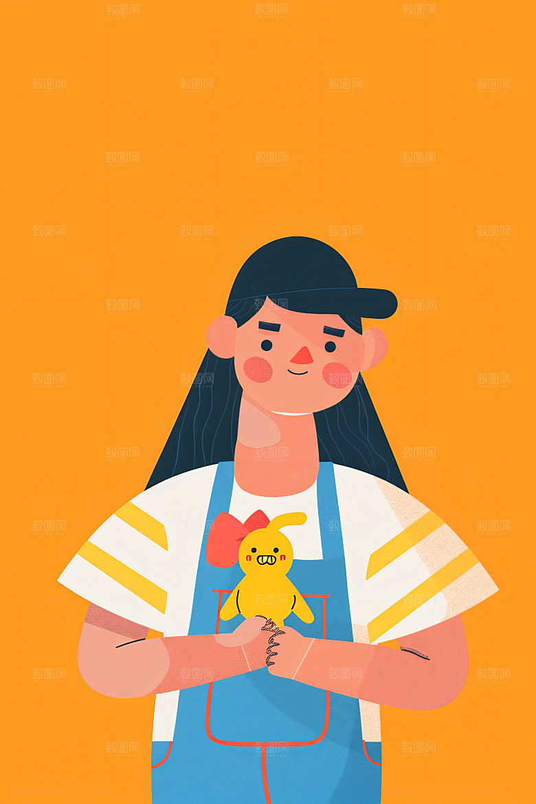 幸福童年休闲人物插画