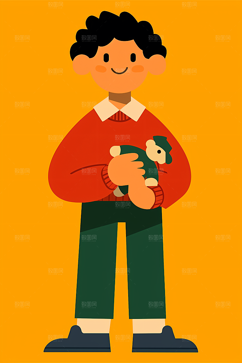 幸福童年手绘休闲插画