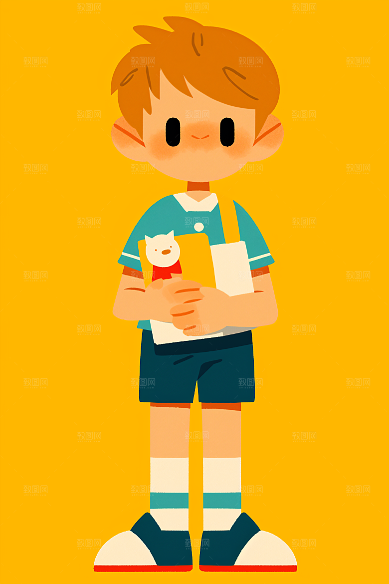 幸福童年彩色手绘插画