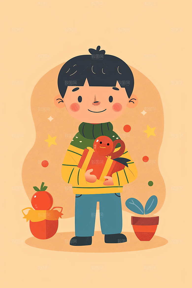 幸福童年休闲快乐插画