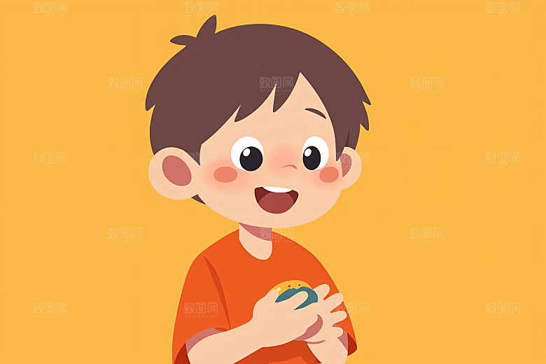 幸福童年形象手绘插画