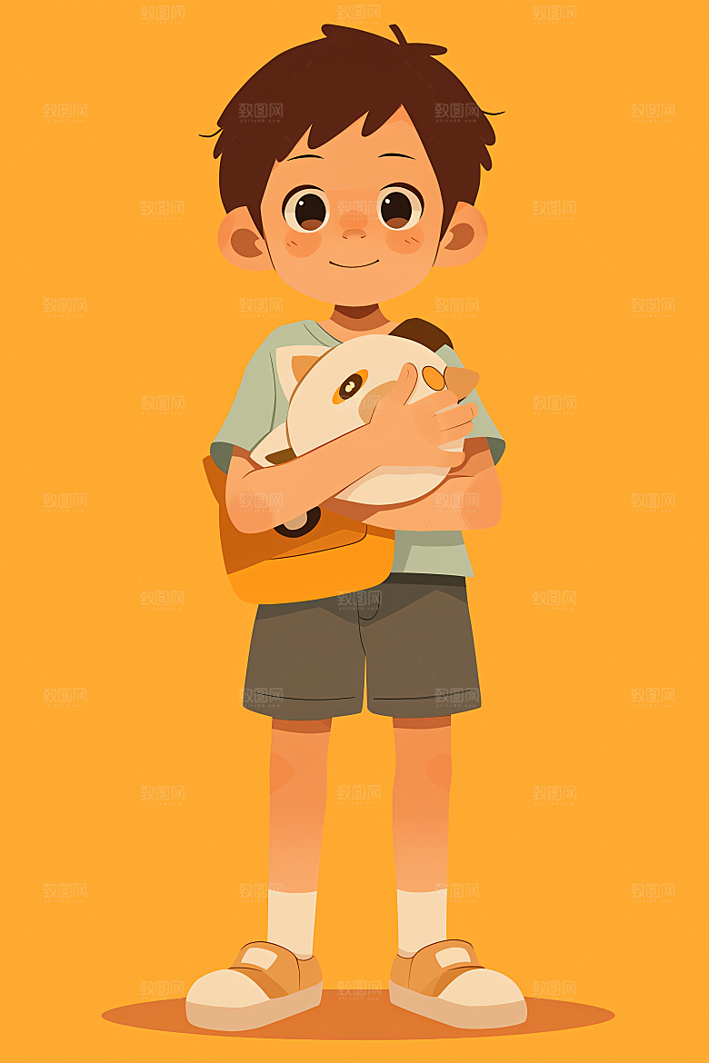 幸福童年快乐彩色插画