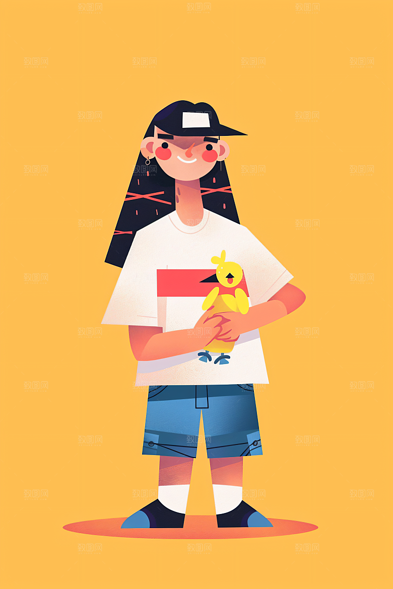 幸福童年手绘清新插画