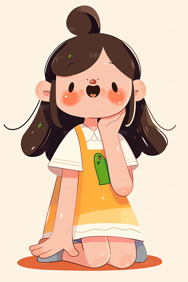 幸福童年玩耍简约插画