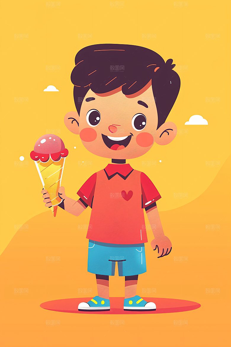 幸福童年彩色清新插画