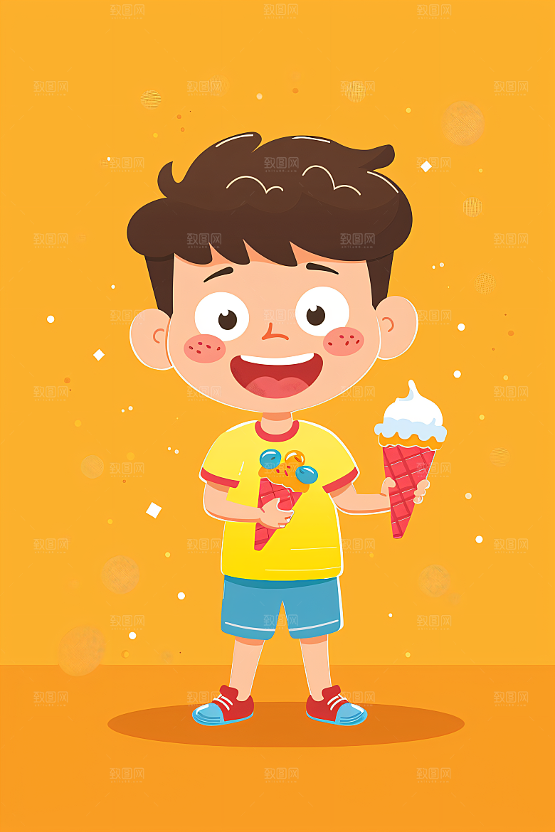 幸福童年手绘高清插画