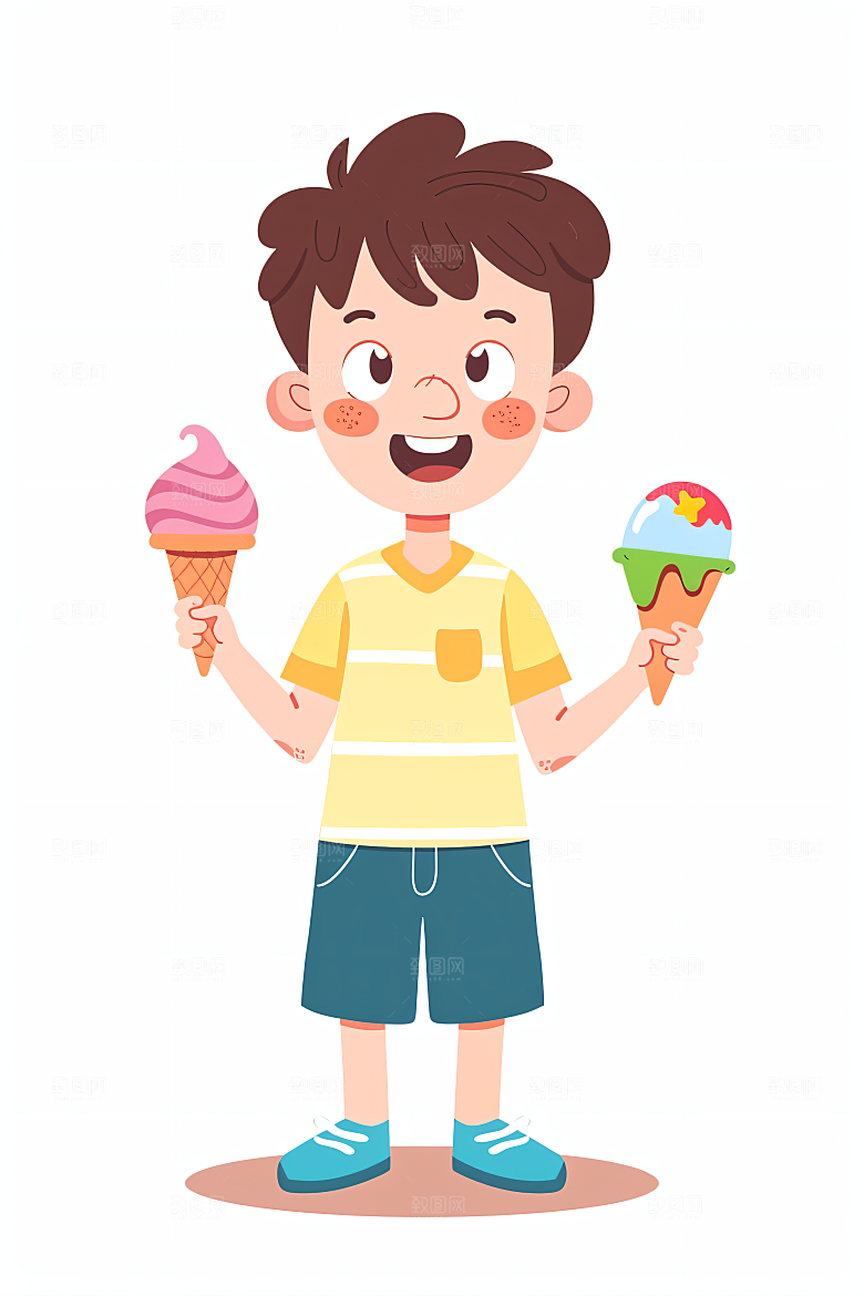 幸福童年自然玩耍插画