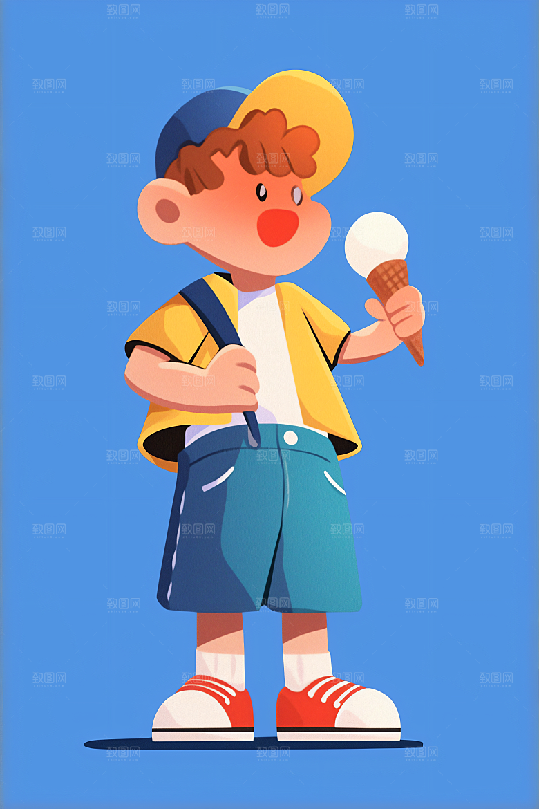 幸福童年彩色玩耍插画