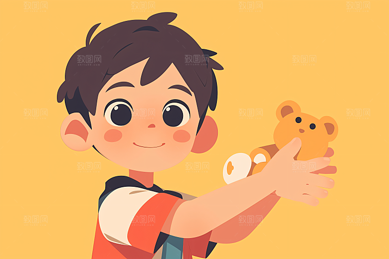 幸福童年快乐手绘插画