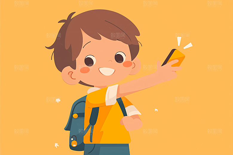 幸福童年自然人物插画