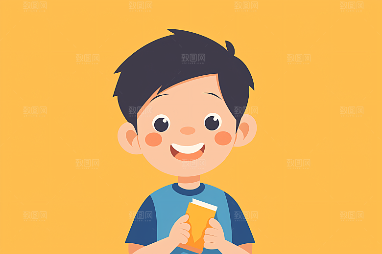 幸福童年自然儿童节插画