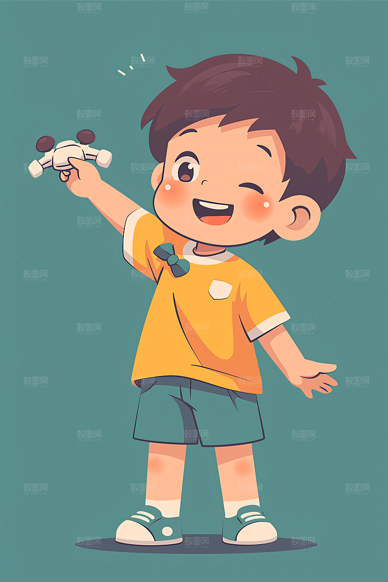 幸福童年孩童彩色插画