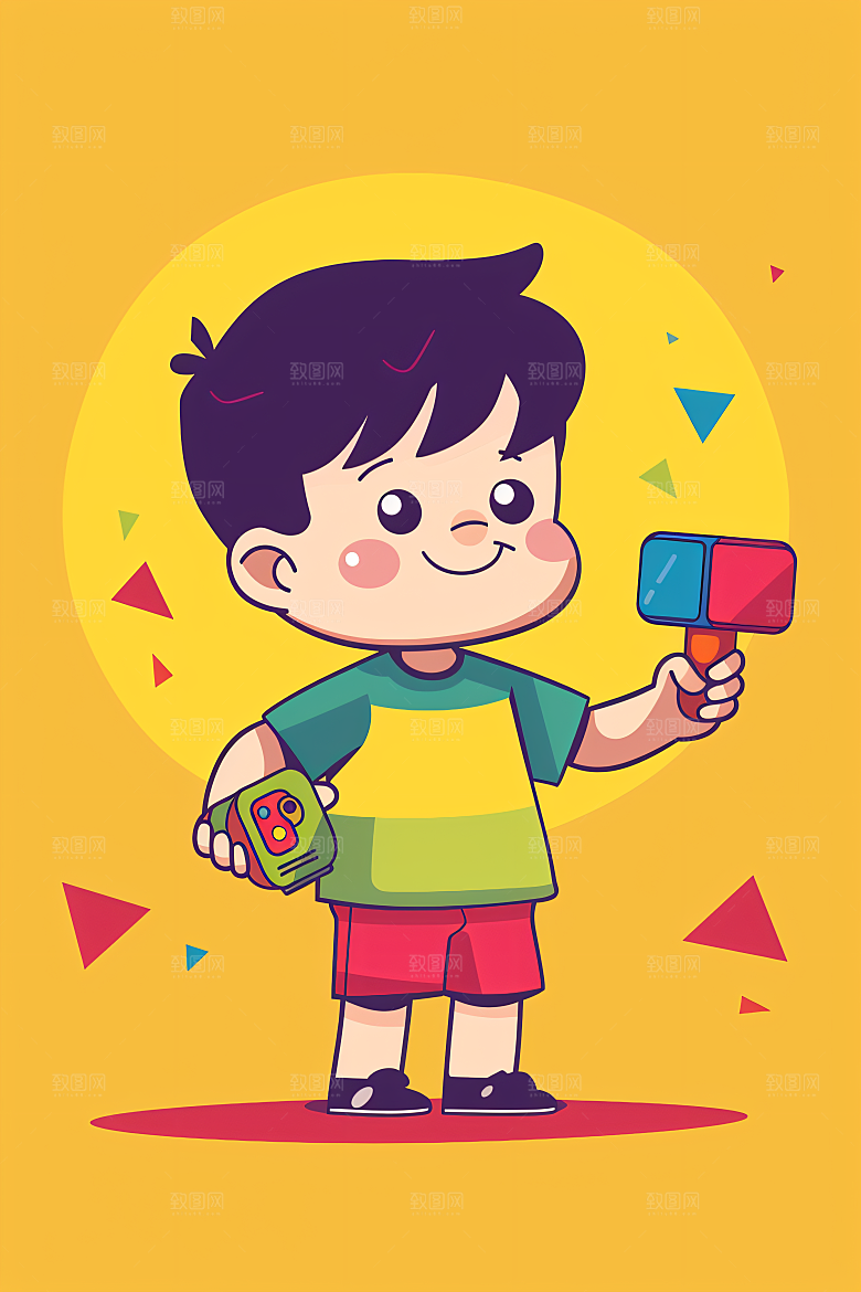 幸福童年人物童趣插画