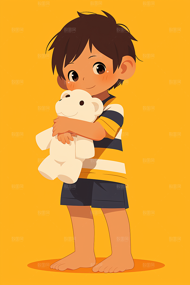 幸福童年简约彩色插画