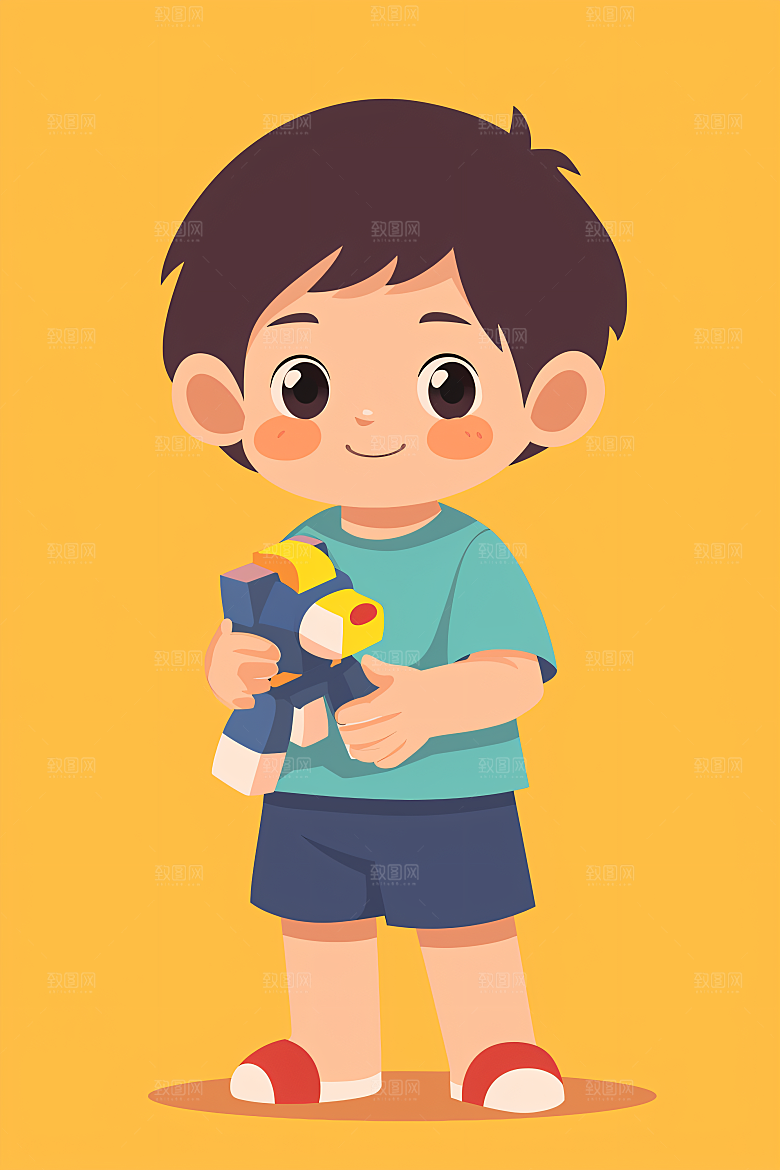 幸福童年孩童自然插画