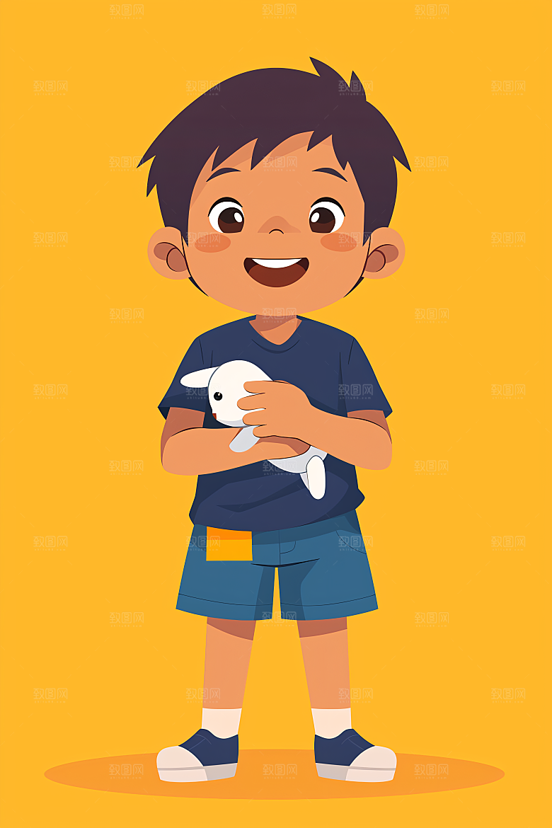 幸福童年手绘清新插画
