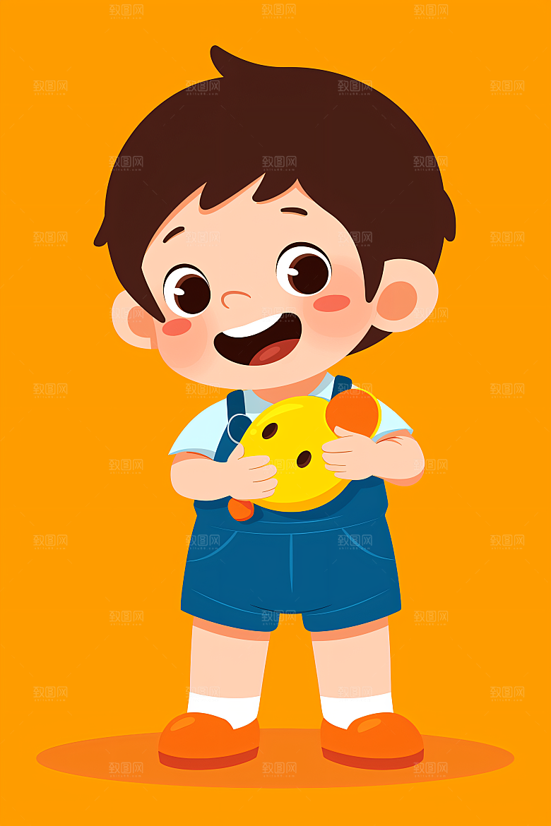 幸福童年形象手绘插画